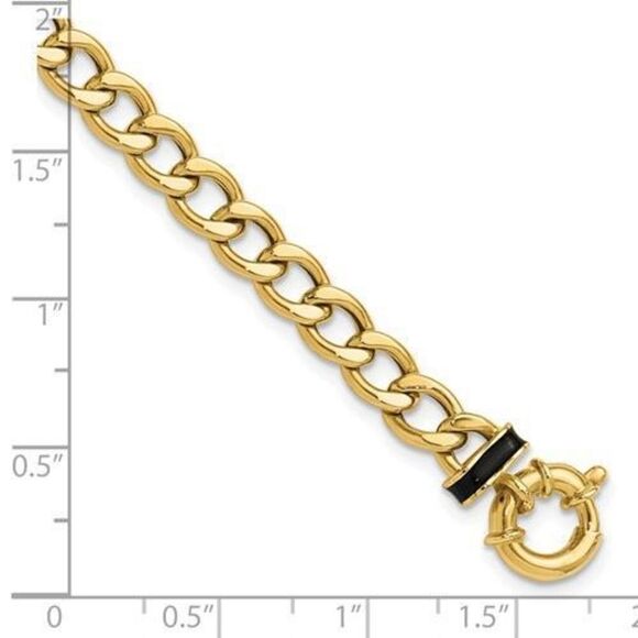 Leslie's 10K Polished with Black Enamel Flat Oval Link with 1in ext. Bracelet - Picture 6 of 6